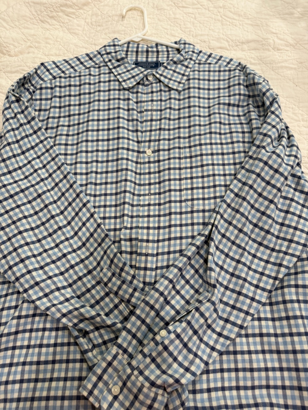 Vineyard Vines Blue and White Checked Button-Down Shirt